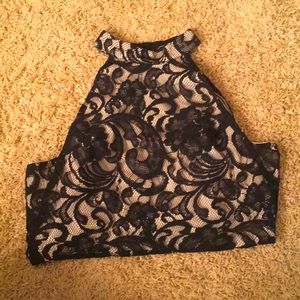 Black lacy crop top